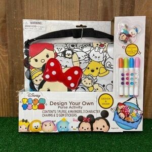 Disney TSUM TSUM Design Your Own Purse Activity Set With 3 Characters Charms